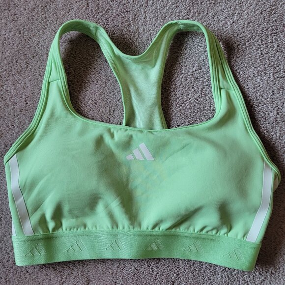 Adidas Aeroready Racerback Sports Bra Lime Green Medium Support Size Small - Picture 1 of 4